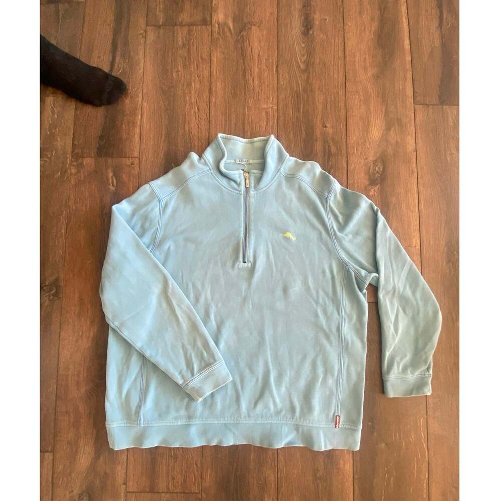 Tommy Bahama Relax Men’s XXL Blue 1/4 Zip Cotton Pullover Marlin Logo